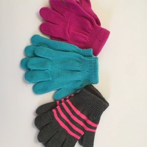 Children's gloves bundle pink gray teal knit